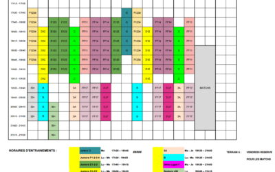 Planning des entrainements 2026-27