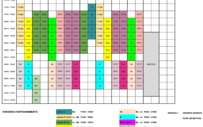 Planning des entrainements 2026-27